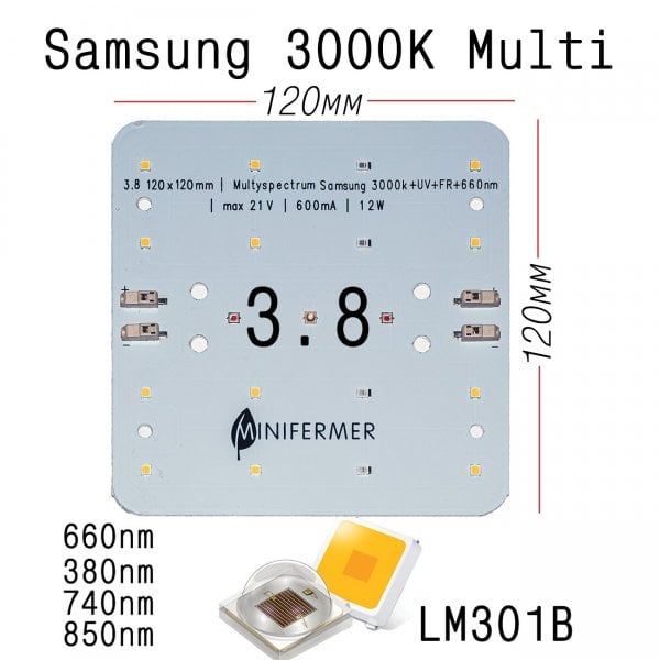 3.8 Quantum board Mini MultiSpectrum: Samsung 3000K+660nm+385nm+730nm